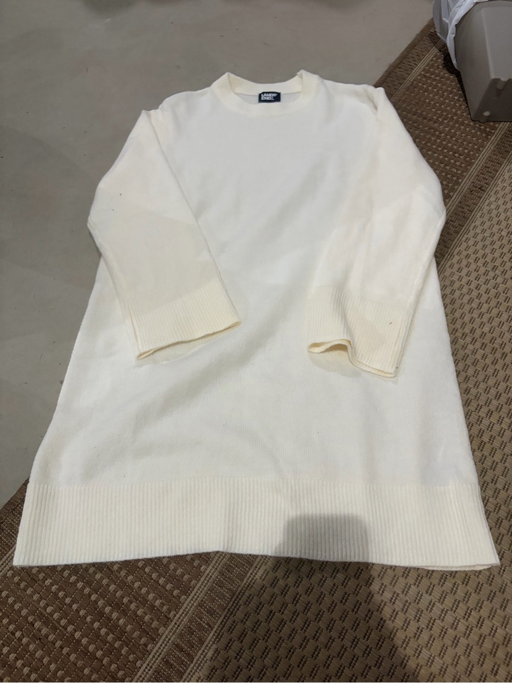 Lands' End Women's Long Sleeve Knit Dress in Off-White